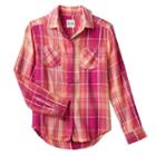 Girls 7-16 & Plus Size Mudd&reg; Button-front Plaid Shirt, Girl's, Size: 10, Dark Pink