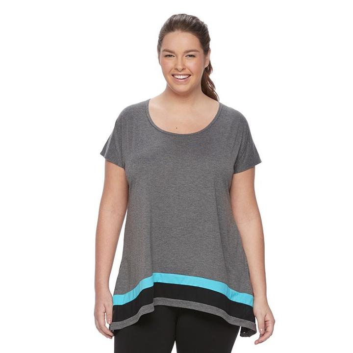 Plus Size Wild Majesty Mesh Sharkbite Tee, Women's, Size: 0x, Dark Grey