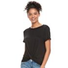 Juniors' Pink Republic Twist Front Tee, Teens, Size: Medium, Black