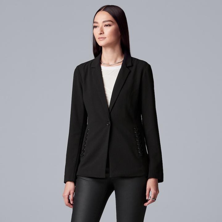 Women's Simply Vera Vera Wang Lace-up Blazer, Size: Xl, Black