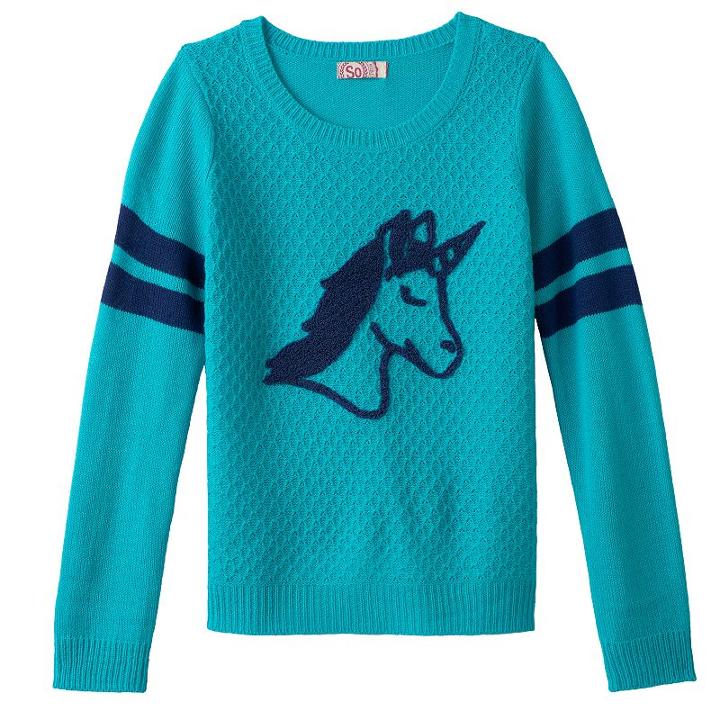 Girls 7-16 & Plus Size So&reg; Graphic Varsity Sweater, Size: 20 1/2, Dark Beige