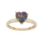 Mystic Topaz 10k Gold Heart Ring, Women's, Size: 8, Green