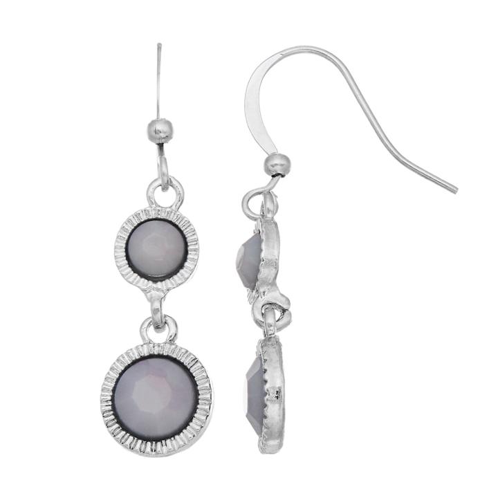 Gray Disc Nickel Free Drop Earrings, Women's, Grey