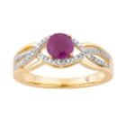 10k Gold Ruby & 1/5 Carat T.w. Diamond Swirl Ring, Women's, Size: 7, Red