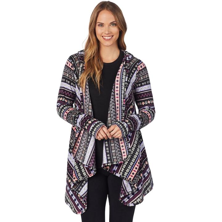 Women's Cuddl Duds Fleece Hooded Wrap Cardigan, Size: S-m, Pink