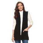 Women's Croft & Barrow&reg; Open Front Long Vest, Size: Xxl, Black