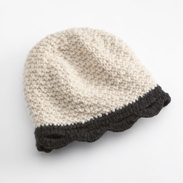 Sijjl Scalloped Crochet Wool Beanie, Women's, Multicolor