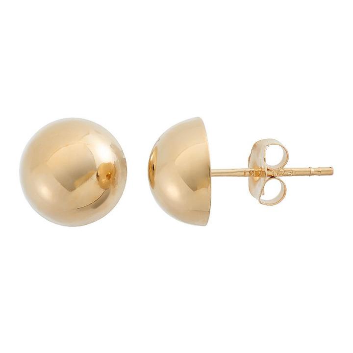 14k Gold Dome Stud Earrings, Women's, Yellow