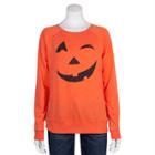 Juniors' Grayson Threads Jack-o'-lantern Wink Graphic Top, Teens, Size: Small, Brt Orange