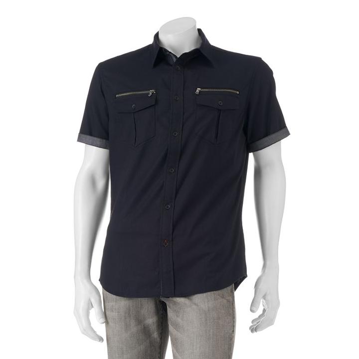 Big & Tall Rock & Republic Classic-fit Stretch Button-down Shirt, Men's, Size: L Tall, Black