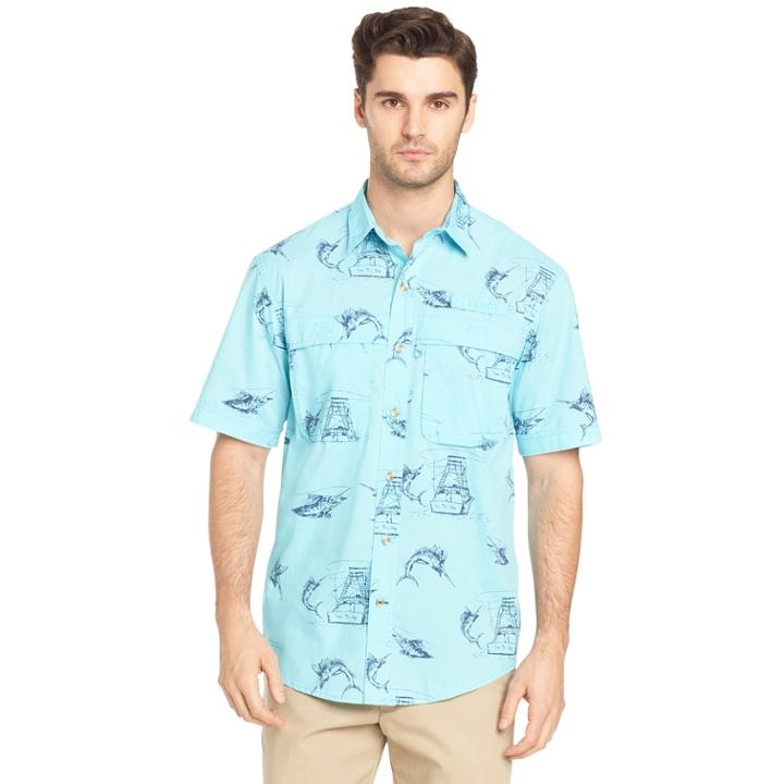 Men's Izod Saltwater Surfcaster Sportflex Classic-fit Button-down Shirt, Size: Small, Blue