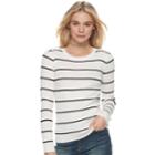 Juniors' Pink Republic Lace-up Shoulder Ribbed Sweater, Teens, Size: Small, Grey (charcoal)