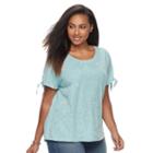 Plus Size Sonoma Goods For Life&trade; Embroidered Tie-sleeve Tee, Women's, Size: 2xl, Light Blue