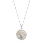 Sterling Silver Mother-of-pearl Tree Of Life Disc Pendant, Women's, Size: 18, White