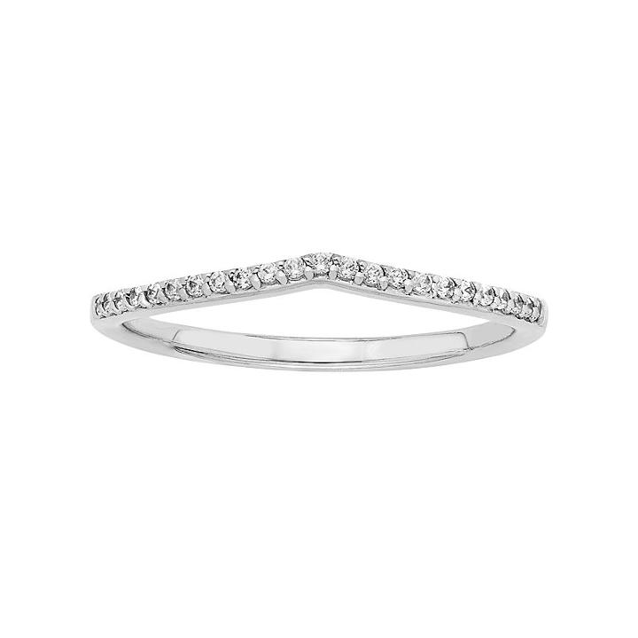 14k White Gold 1/10 Carat T.w. Diamond Shadow Wedding Ring, Women's, Size: 6.50