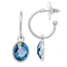 Blue Simulated Crystal Hoop Drop Earrings, Women's