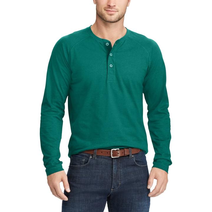 Men's Chaps Classic-fit Henley, Size: Small, Green