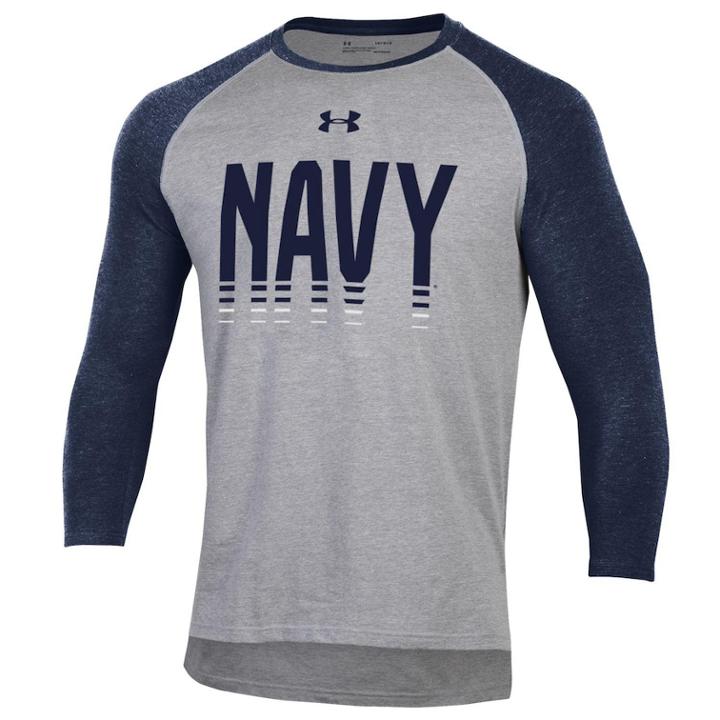Men's Under Armour Navy (blue) Midshipmen Baseball Tee, Size: Xxl