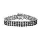 Sterling Silver 1 1/2 Carat T.w. Black Diamond Multirow Bracelet, Women's, Size: 7.5