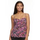 Women's A Shore Fit Tummy Slimmer Mesh Tankini Top, Size: 6, Pink