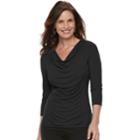 Women's Dana Buchman 3/4-sleeve Cowlneck Top, Size: Large, Black