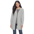 Petite Napa Valley Long Raglan Cardigan, Women's, Size: M Petite, Light Grey