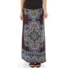 Women's Apt. 9&reg; Print Column Maxi Skirt, Size: Small, Gold Blue Medallion