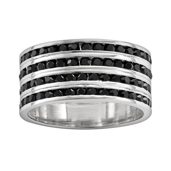 Traditions Sterling Silver Swarovski Crystal Eternity Ring, Women's, Size: 9, Black