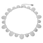 Chaps Silver Tone Hammered Circle & Oval Necklace, Women's