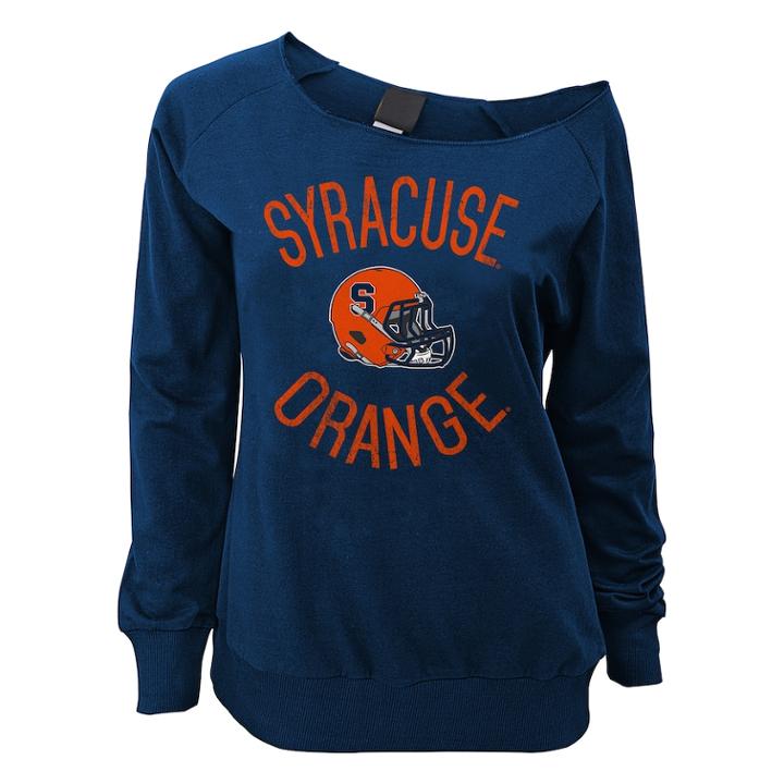 Juniors' Syracuse Orange Flashdance Slouch Crewneck, Teens, Size: Large, Dark Blue