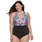 Plus Size Apt. 9&reg; Floral Crisscross One-piece Swimsuit, Women's, Size: 1xl, Pink