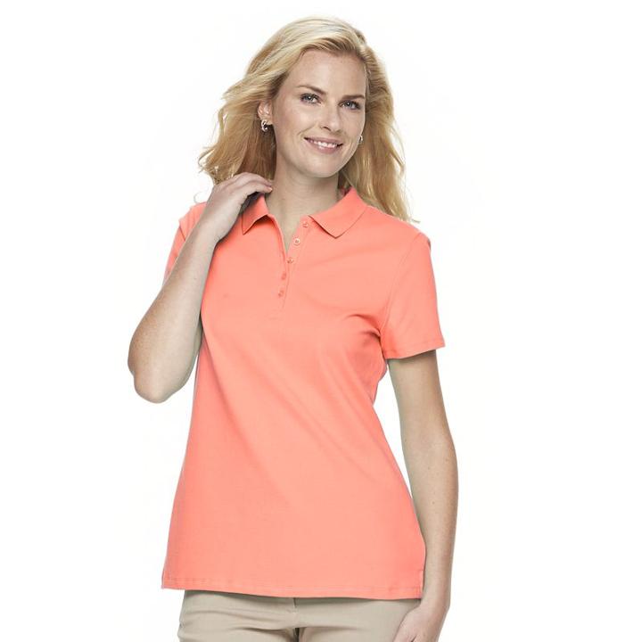 Women's Croft & Barrow&reg; Classic Solid Polo, Size: Xl, Med Orange