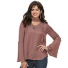 Women's Jennifer Lopez Lace-up Choker Neck Top, Size: Xs, Beig/green (beig/khaki)