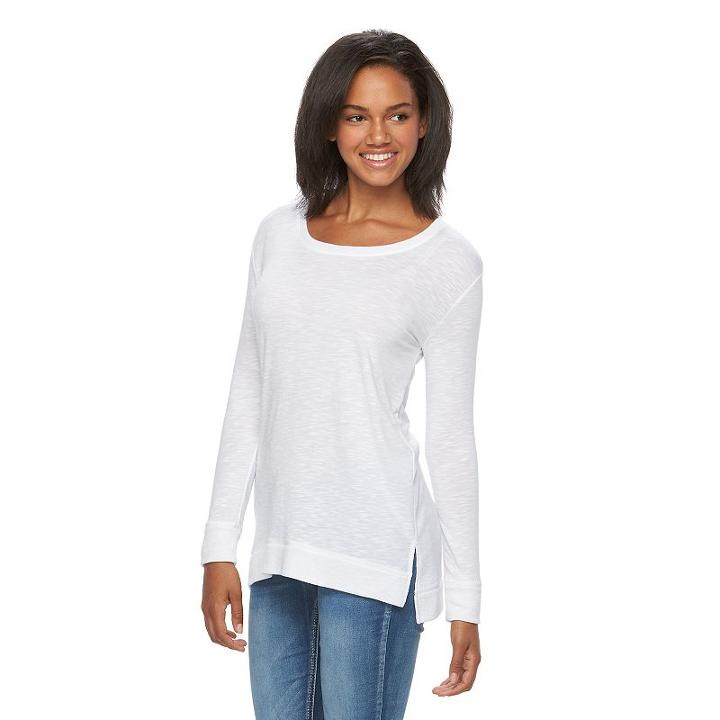 Juniors' So® Long-sleeve Tunic Tee, Girl's, Size: Medium, White