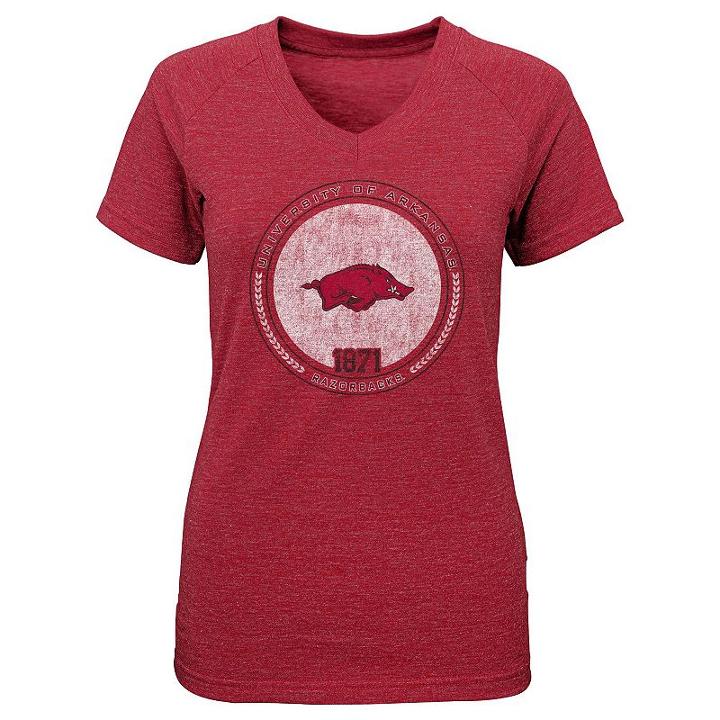 Girls 7-16 Arkansas Razorbacks Team Medallion Tee, Girl's, Size: L(14), Red