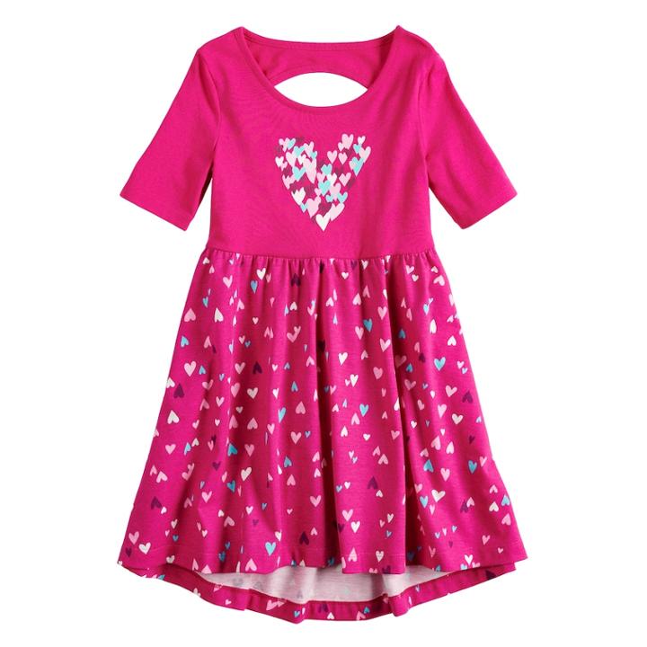 Girls 4-10 Jumping Beans&reg; Elbow Sleeve Printed Dress, Size: 6x, Red