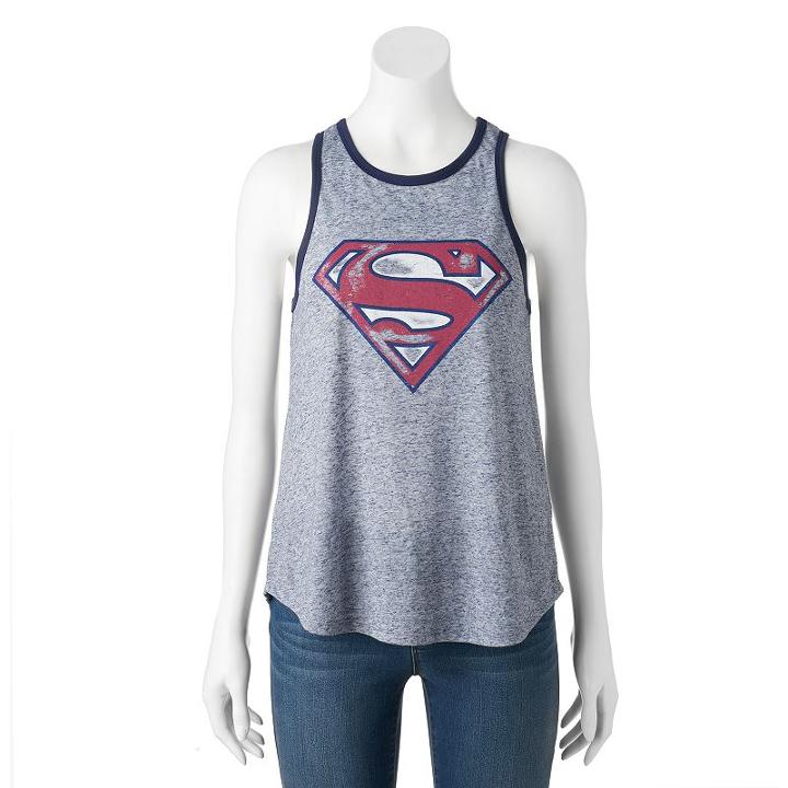 Juniors' Dc Comics Superman Racerback Graphic Tank, Girl's, Size: Small, Brt Blue