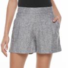 Women's Apt. 9&reg; Embroidered Linen Blend Shorts, Size: Xl, Black