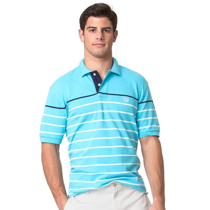 Big & Tall Chaps Classic-fit Striped Stretch Pique Polo, Men's, Size: 3xl Tall, Blue