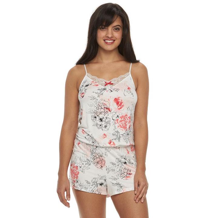 Women's Apt. 9® Spring Sweethearts Lace Romper, Size: Xl, Brt Pink