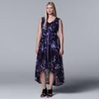 Plus Size Simply Vera Vera Wang Pleated High-low Maxi Dress, Women's, Size: 3xl, Med Purple