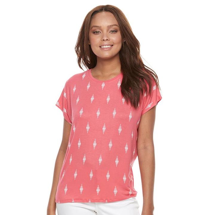 Petite Apt. 9&reg; Geometric Dolman Tee, Women's, Size: M Petite, Med Pink