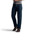Men's Lee Flannel-lined Straight-leg Jeans, Size: 40x30, Dark Blue