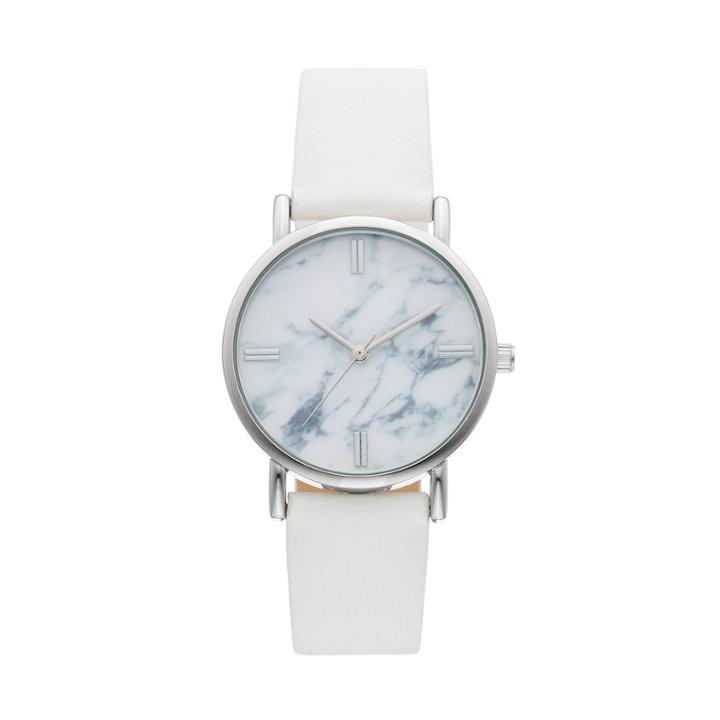 Women's Marbleized Dial Watch, Size: Medium, White