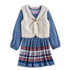 Toddler Girl Nannette Printed Dress & Vest Set, Size: 4t, Blue (navy)