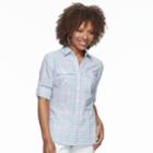 Petite Croft & Barrow&reg; 2-pocket Button Down Shirt, Women's, Size: M Petite, Lt Purple