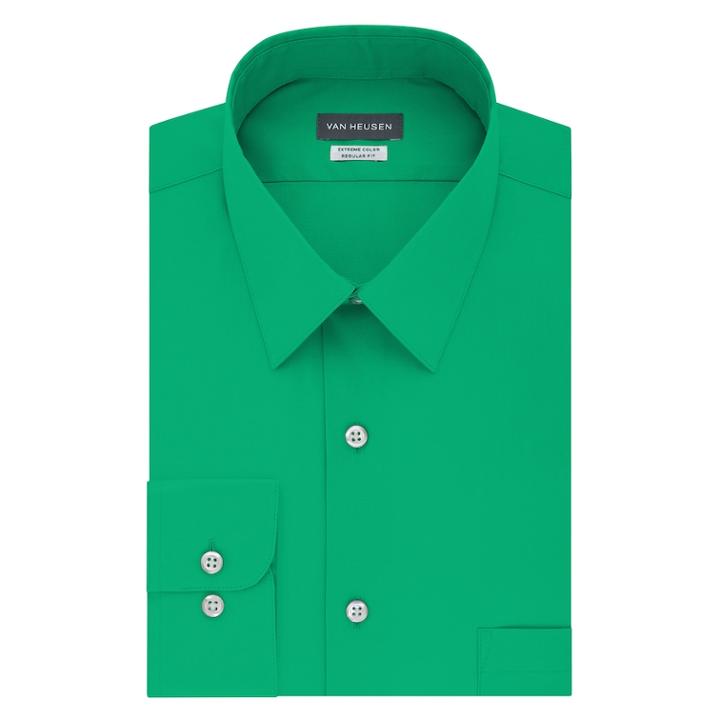 Men's Van Heusen Extreme Color Endurance Regular-fit Dress Shirt, Size: Xl-34/35, Green