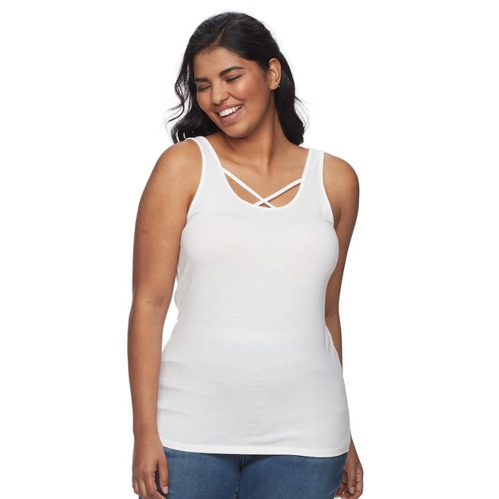 Juniors Plus Size So&reg;crisscross Tank, Teens, Size: 2xl, White