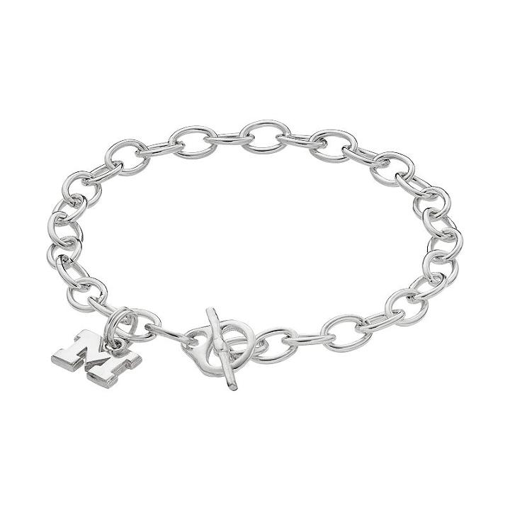 Dayna U Michigan Wolverines Sterling Silver Toggle Bracelet, Women's, Size: 8, Grey