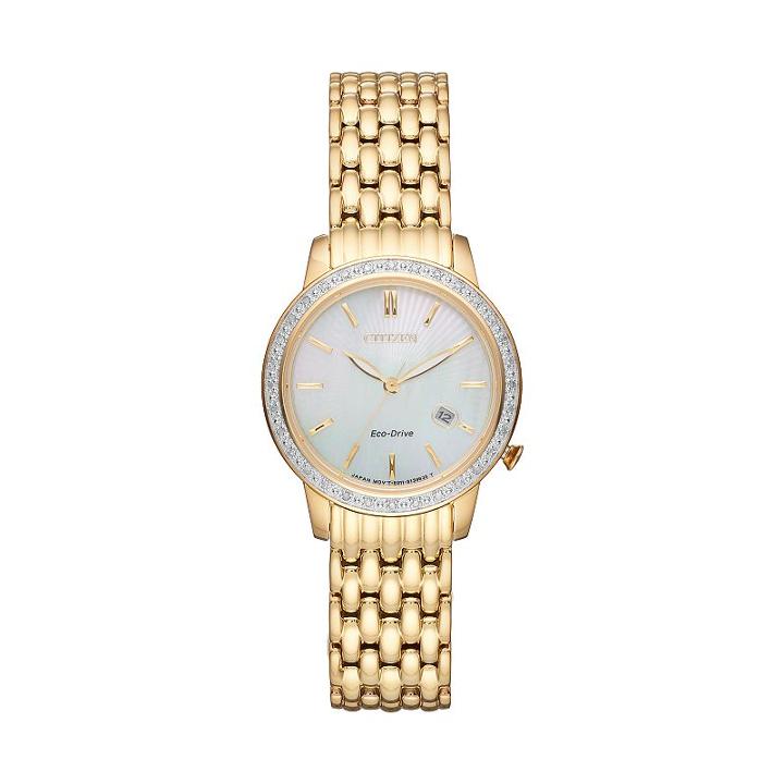 Citizen Eco-drive Women's Diamond Stainless Steel Watch - Ew2282-52d, Yellow